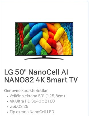 LG 50 NanoCell AI NANO82 4K Smart TV NOVO