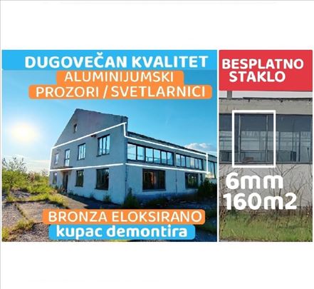 Besplatno staklo+alum svetlarnici/prozori