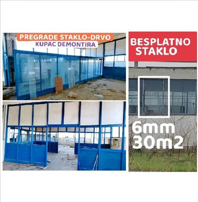 Besplatno staklo+pregrade staklo-drvo