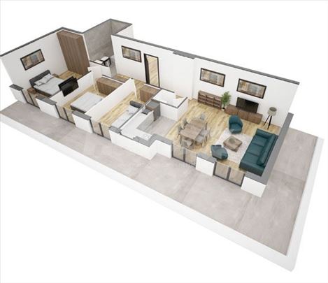Pretprodaja -Penthouse 76,31m²+34,50m² Troiposoban