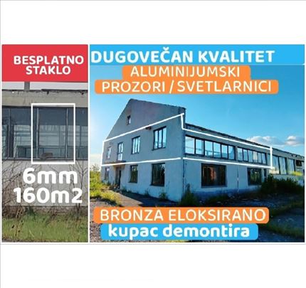 Besplatno staklo+alum svetlarnici/prozori