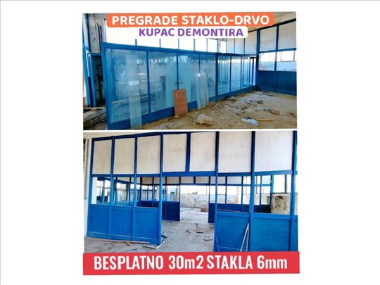 Besplatno staklo+pregrade staklo-drvo