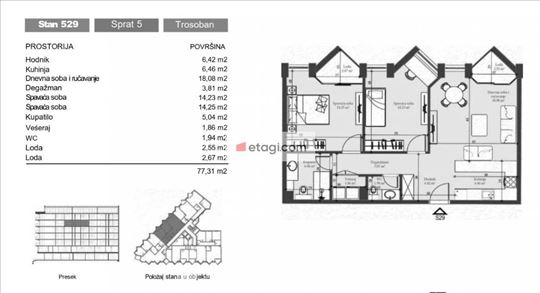 Luksuzan Trosoban Stan 77,31 m² | Ruzveltova