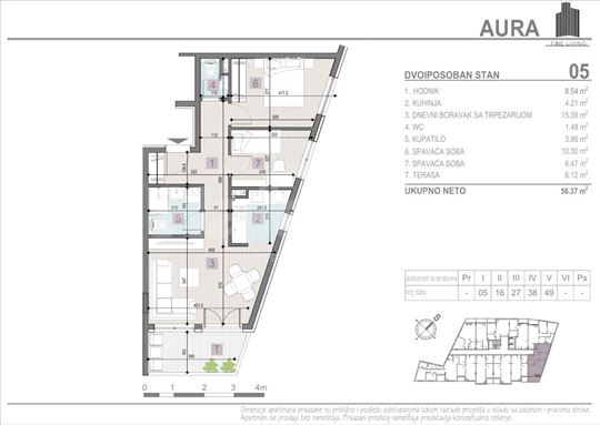 Trošarina, stan 56,37m2, projekat Aura