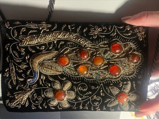 Vintage baršunasta torbica (boho / etno stil, 90-e