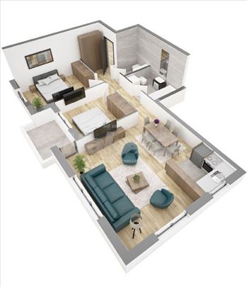 Pretprodaja - Trosoban 63,88 m² - dve spavaće sobe