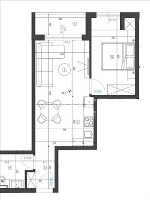 Jednoiposoban stan površine 45 m² u izgradnji, u d