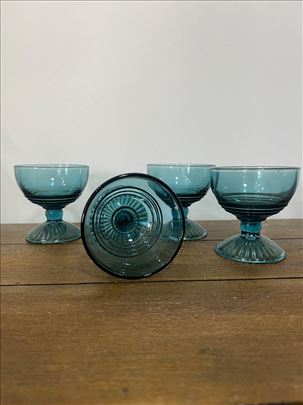 VINTAGE „ZAJEČAR“ – 4 PLAVE DESERTNE ČAŠE