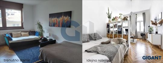 Đeram pijaca, 42m2, bela fasadna cigla, namešten