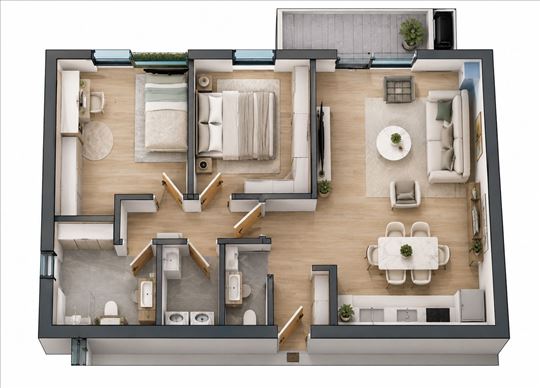 Stari Banovci|73,76 m²| trosoban stan|novogradnja