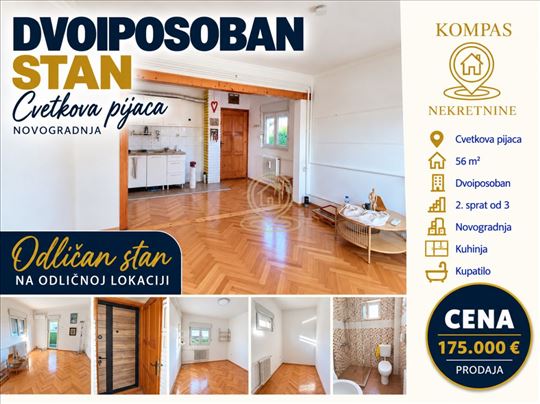 Dvoiposoban stan 56 m², Cvetkova pijaca, Zvezdara,