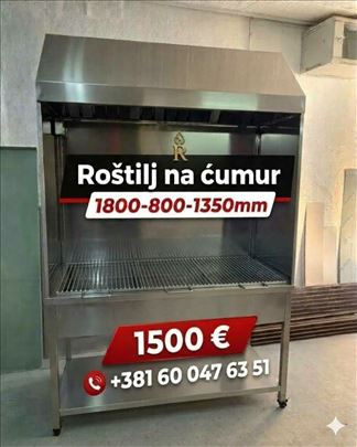 Roštilj na cumur 1500-700 sa oplatom i haubom