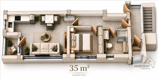 Dvosoban stan u Batajnici, 35m2