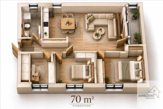 Troiposoban stan u Batajnici, 70m2