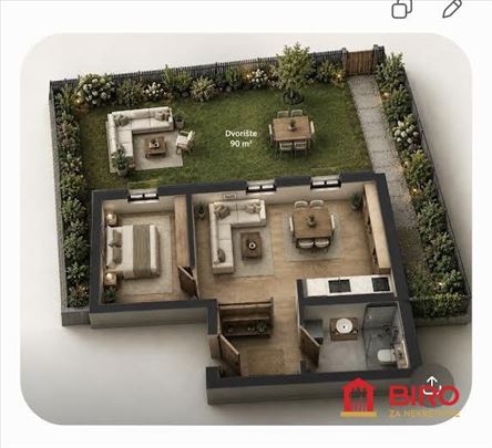 NOV stan 38 m2+90 m2 terasa, Cvetkova pijaca
