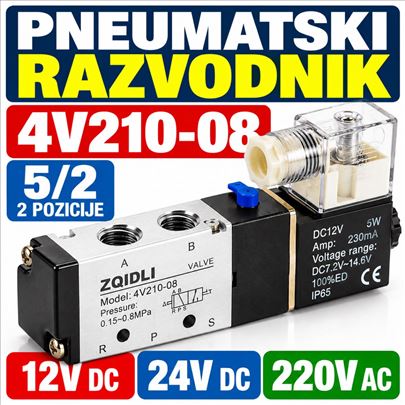 Pneumatski razvodnik 4V210-08 5/2 12/24V 220V