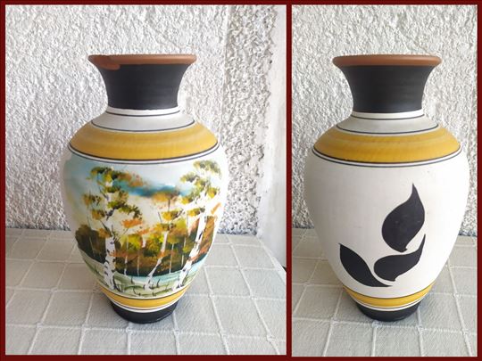 Terakota Ručno Oslikana Veća Vazna 80s - 26 cm