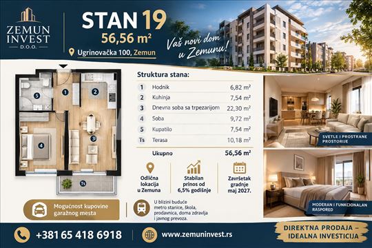 Direktna prodaja stana Zemun Ugrinovačka 100