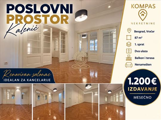 Poslovni prostor 87 m², Vračar, Kalenić, prvi spra