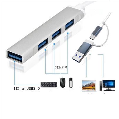 USB 3.0 HUB 4 x USB izlaza sa USB A i Tip C HUB