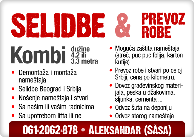 Selidbe, prevoz robe, građevinskog materijala, odvoz šuta