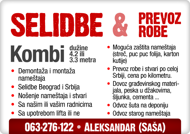 Selidbe, prevoz robe, građevinskog materijala, odvoz šuta