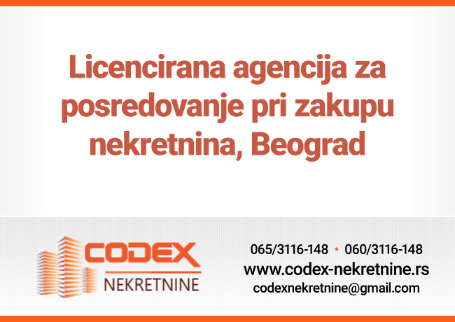 Codex nekretnine • Zakup nekretnina - Beograd