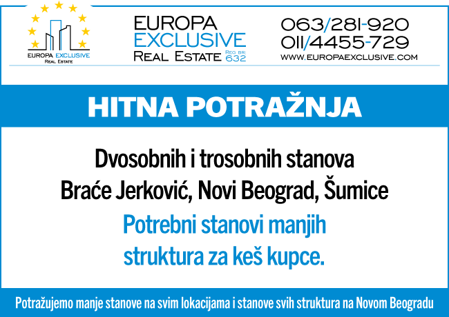 Europa Exclusive nekretnine - Novogradnje na Vračaru, Voždovcu, Zvezdari ...