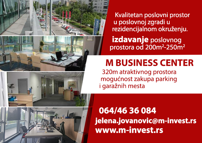 Izdavanje poslovnog prostora, M Business Center