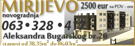 MIRIJEVO-novogradnja - stanovi na kredit