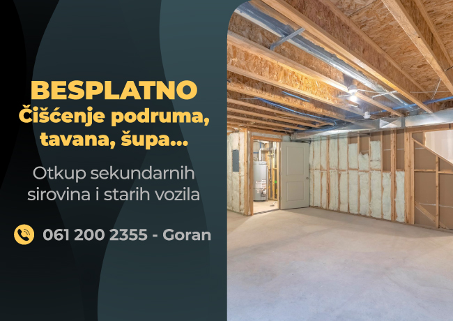 Besplatno čišćenje podruma, tavana, šupa...