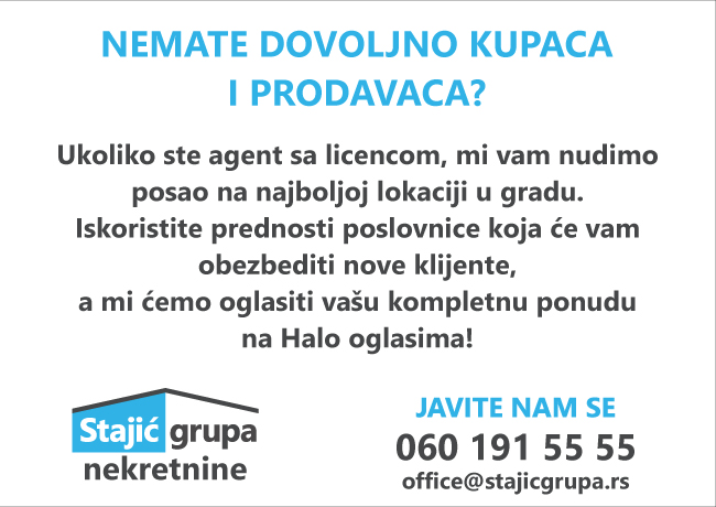 Tražimo najbolje agente - Stajić nekretnine