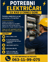 Električar za rad u Crnoj Gori